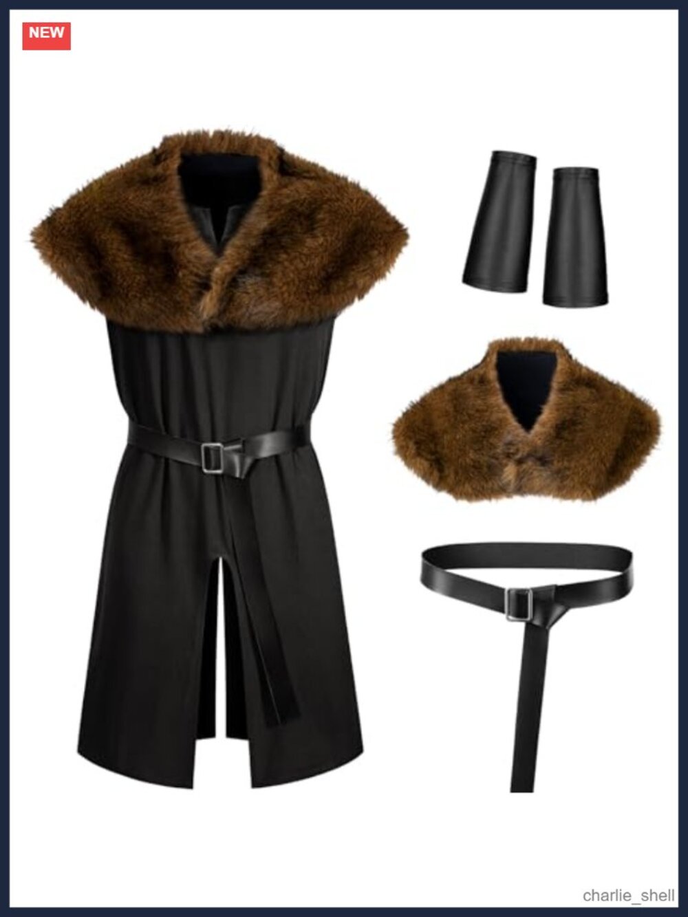Men's Renaissance Medieval Viking Costume Set Polyester Tunic Robe LARP